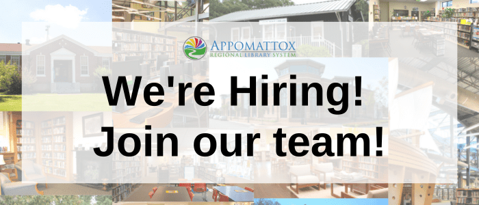 a compost image with pictures of ARLS branches, overlaid with the word's "We're hiring join our team!"